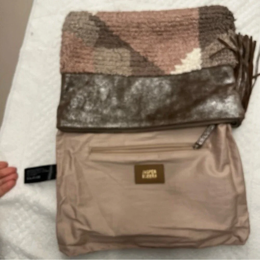 Anthropologie Jasper Jeera Woven Leather Tassled Clutch NWOT